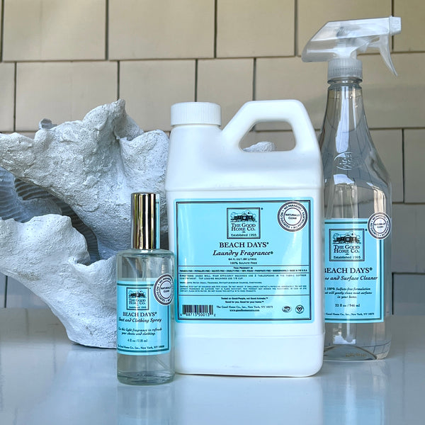 Beach Days laundry fragrance, glass cleaner spray and linen spray by Good Home