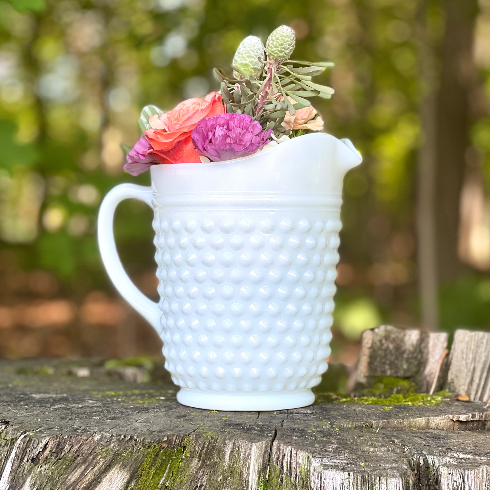 Fenton Milk Glass Hobnail Pitcher Vase purchases