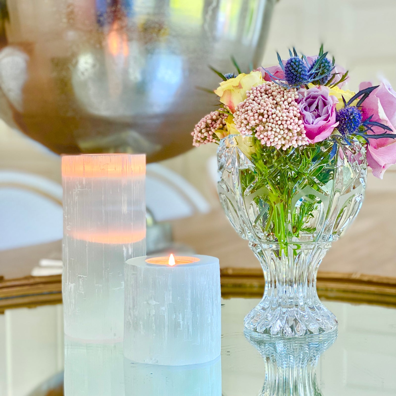 SALT 84 Selenite Crystal Candle Holder – Decorative Tea Light Holder, Healing Stone, Home Décor & Gift, 3.5 Inches Tall - View #9