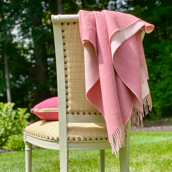 Pink Baby Alpaca Throw Blanket Double Sided