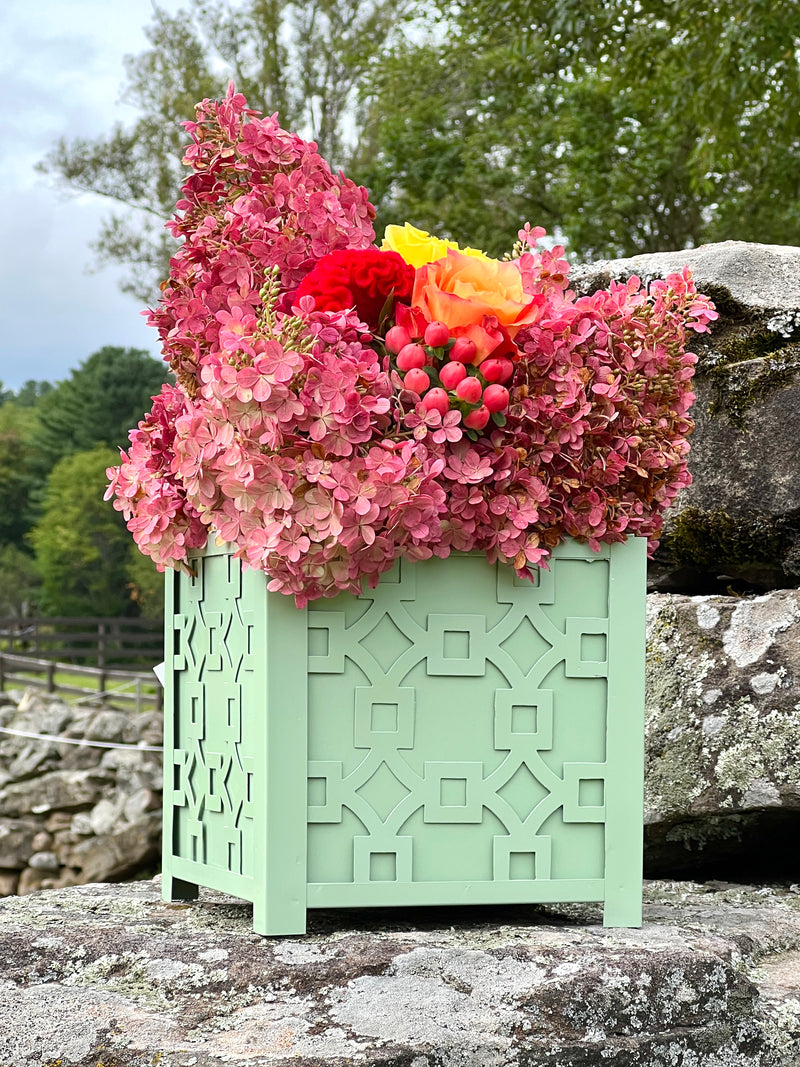 Fretwork Planter in Green by Enchanted Home