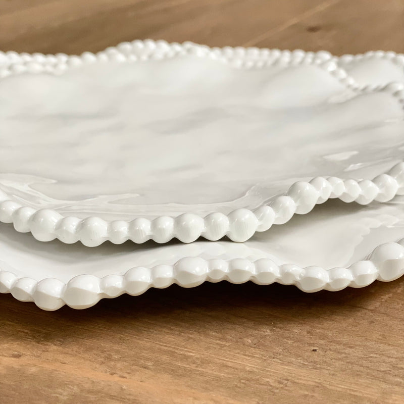 Beatriz Ball White Melamine Alegria Dinner Plates with Pearl Rim — set of 2