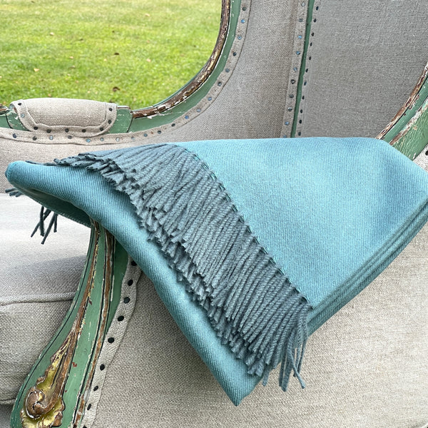 baby alpaca throw in blue 