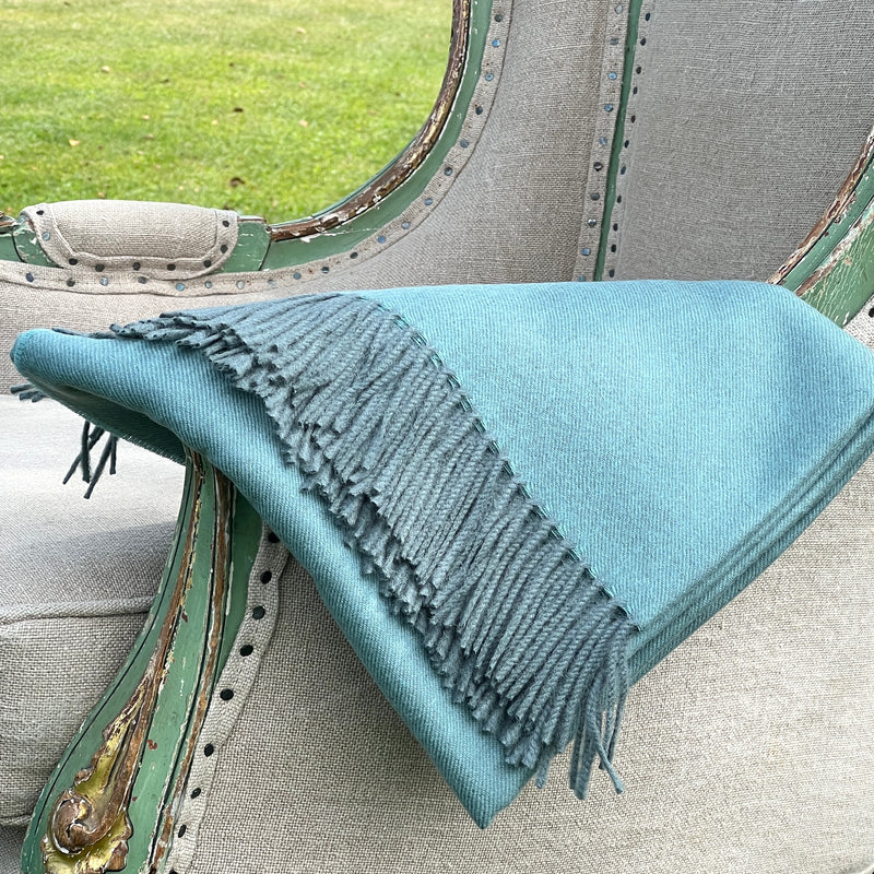 baby alpaca throw in blue 