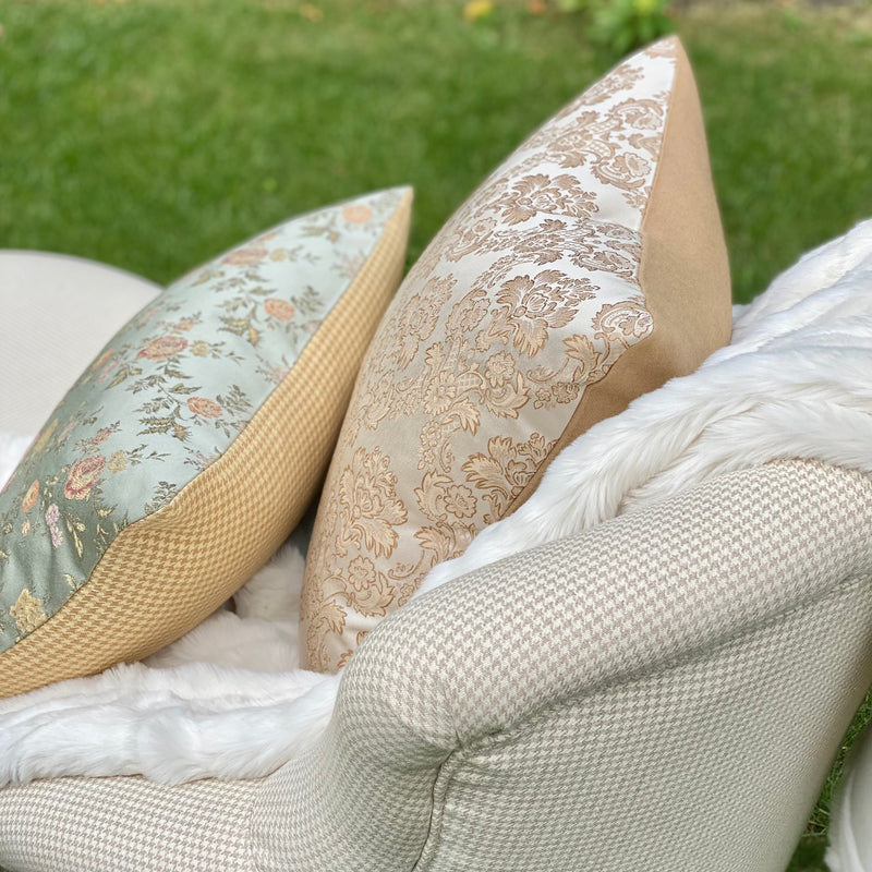 Aqua Floral Lumbar Pillow by Dovecote Home Last One!