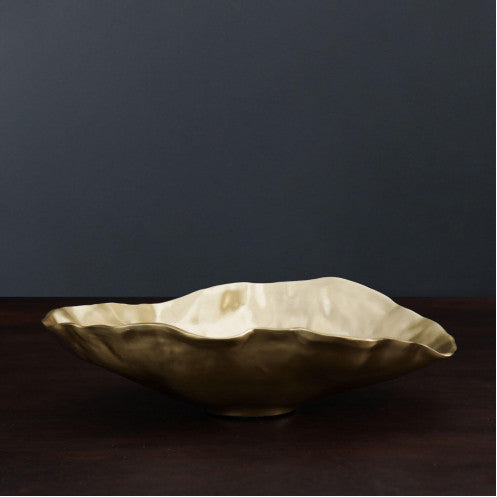 Maia Champagne Gold Grand Oval Metal Bowl by Beatriz Ball