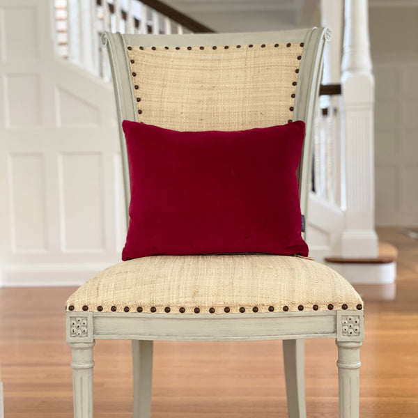 A Steal! Berry Red Velvet Designer Chair Lumbar Pillow by Dovecote Home-- 2 Zipper Styles