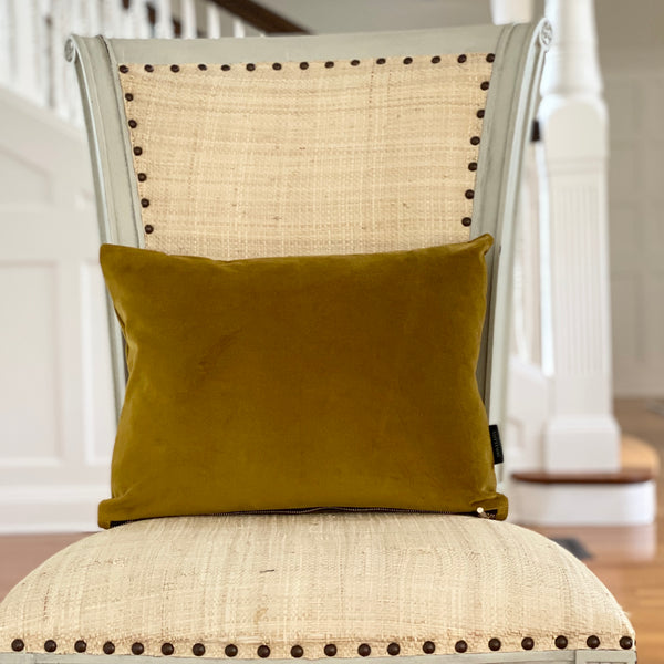 Antique Gold Velvet Chair Lumbar Designer Pillow by Dovecote Home