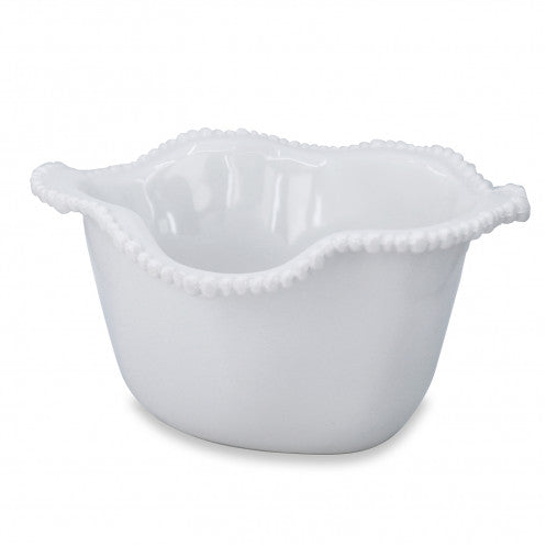 Beautiful white melamine ice bucket with wavy pearl edge, from the Alegria Collection by Beatriz Ball. 