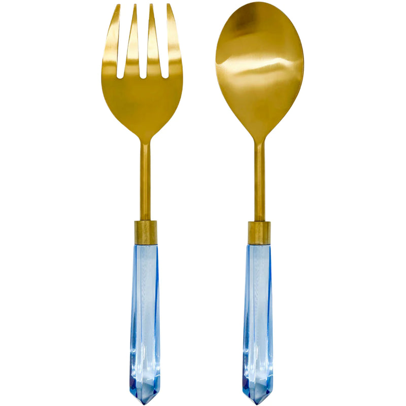 Acrylic Serving Set in Brushed Gold and Light Blue by Laura Park