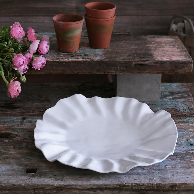 Vida Large Lustrous White Melamine Wavy Bloom Platter by Beatriz Ball
